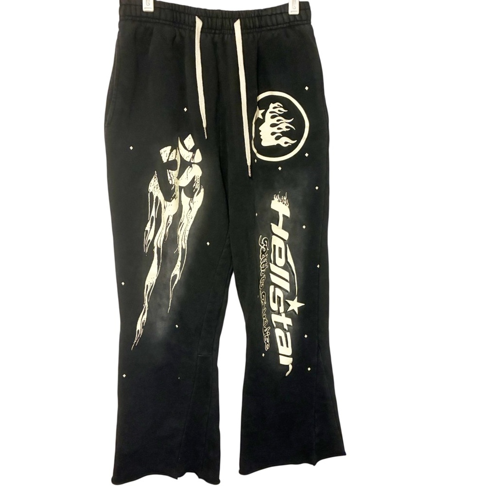 HELLSTAR STUDIOS RACER FLARE SWEATPANTS BLACK Men’s Size XL Pull On‎